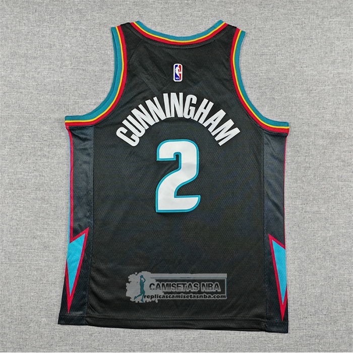 Camiseta Nino Detroit Pistons Cade Cunningham NO 2 Ciudad 2025-26 Negro